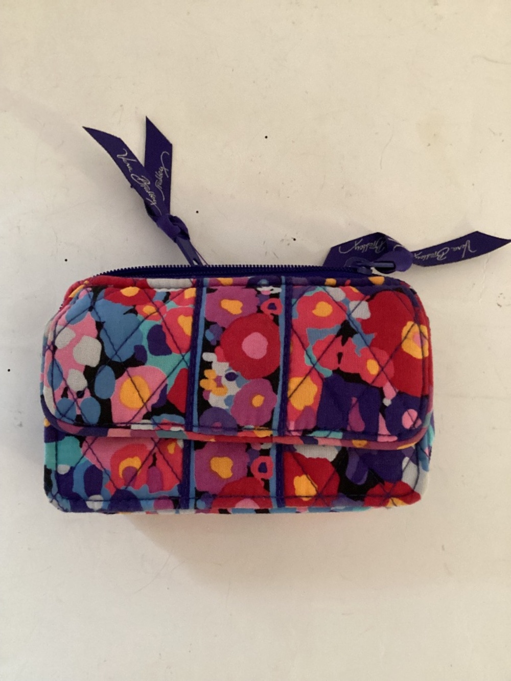 Vera Bradley Cross Body Wallet, 3 zip/ ID, coin and misc sections